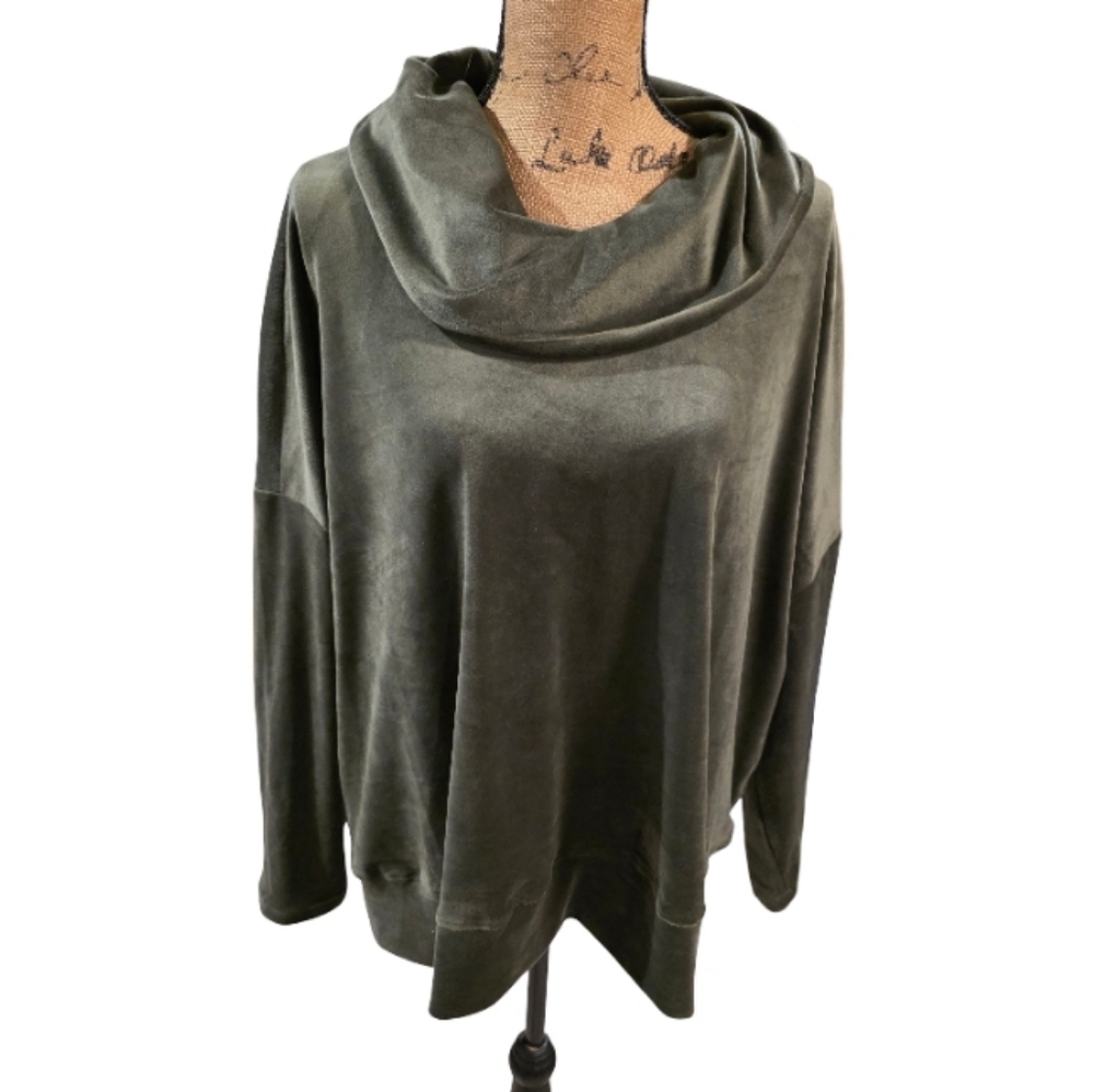 Cable & Gauge Super Soft Olive Green‎ Cowl Neck Women's Sweatshirt Plus Size 2X